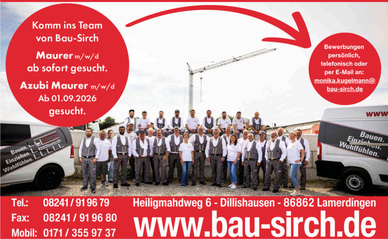 Stellenanzeige Bau Sirch - Maurer und Azubi Maurer gesucht